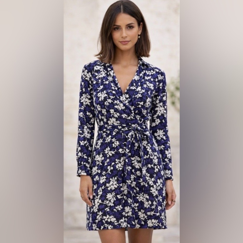 Diane Von Furstenberg Floral Print Wrap Dress